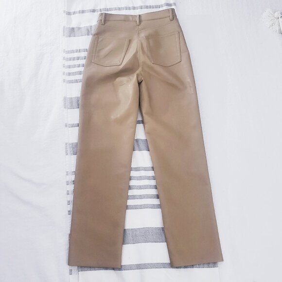 ARITZIA WILFRED "MELINA" Straight Fit Tan Vegan Leather Pants- New - Picture 2 of 15